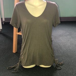 Tie-up the side, short sleeve shirt